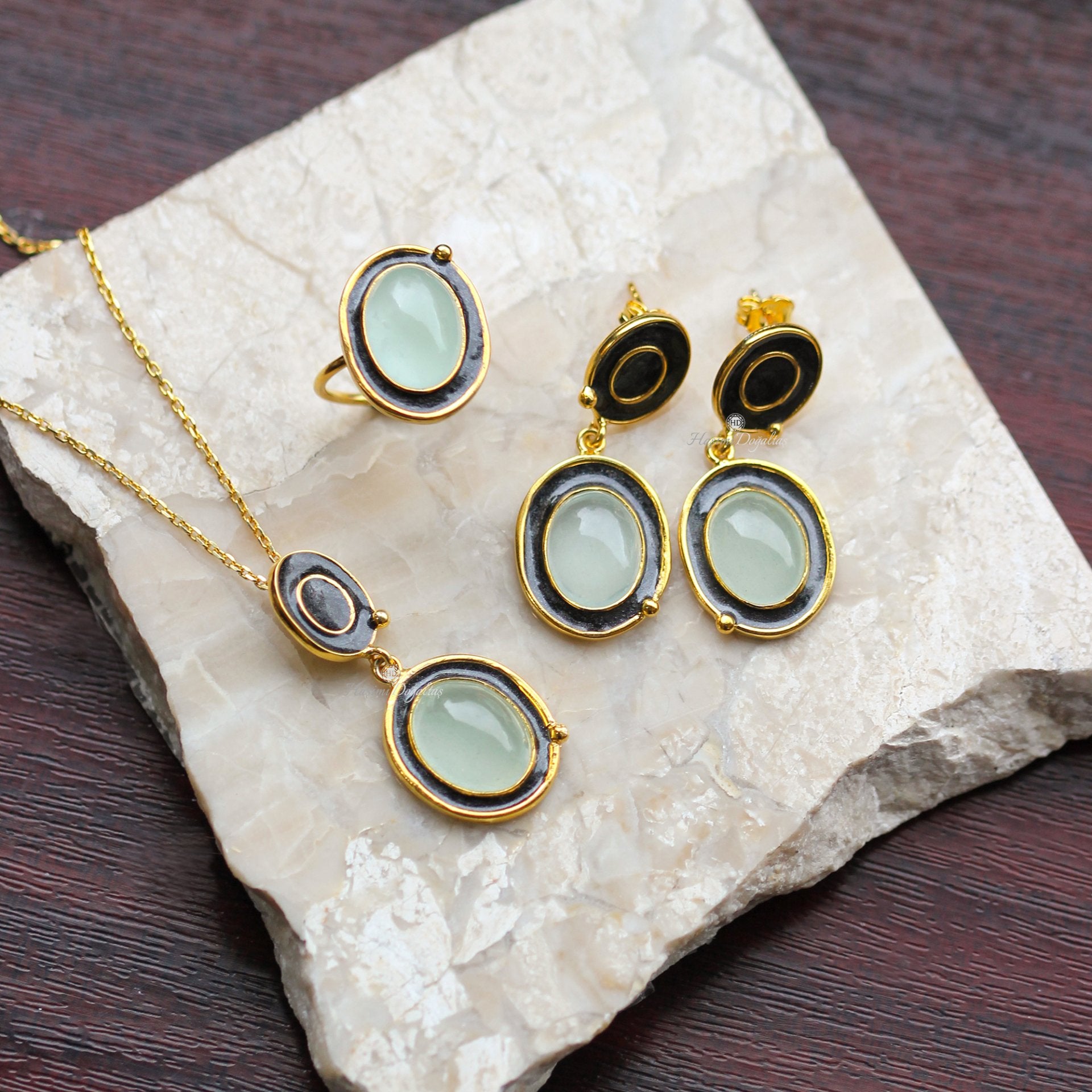 Akuamarin Mineli Gümüş Set — görsel 6
