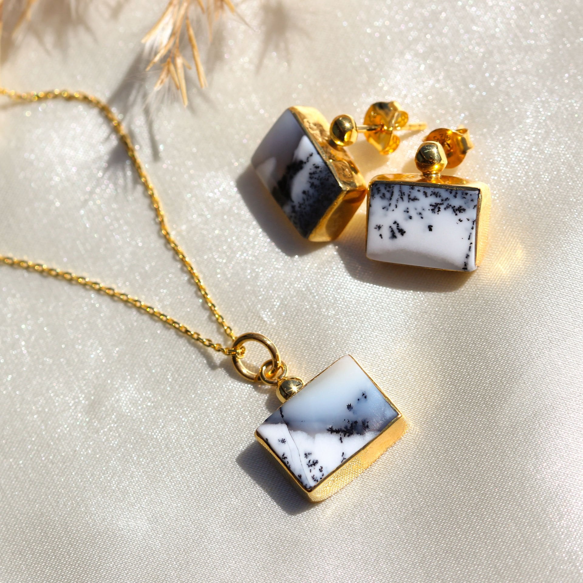 Dendrit Opal Doğaltaş Gümüş Set — görsel 2