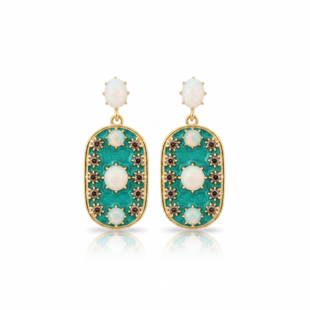 Elmas & Opal Doğaltaşlı Mineli Gümüş Set