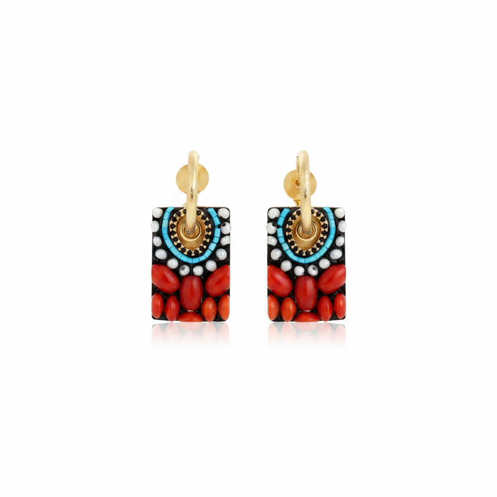 Firuze, Mercan & İnci Doğaltaşlı Gümüş Küpe