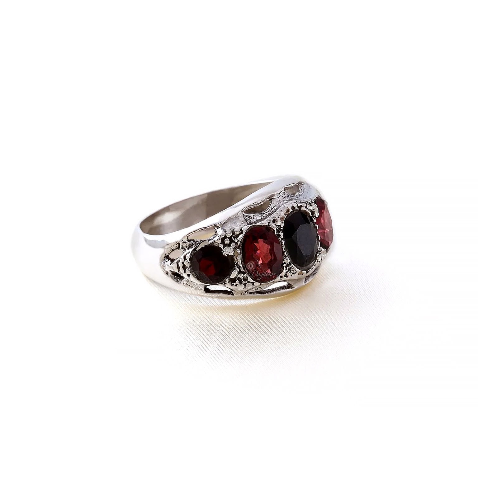 Safir & Garnet Erkek Gümüş Yüzük