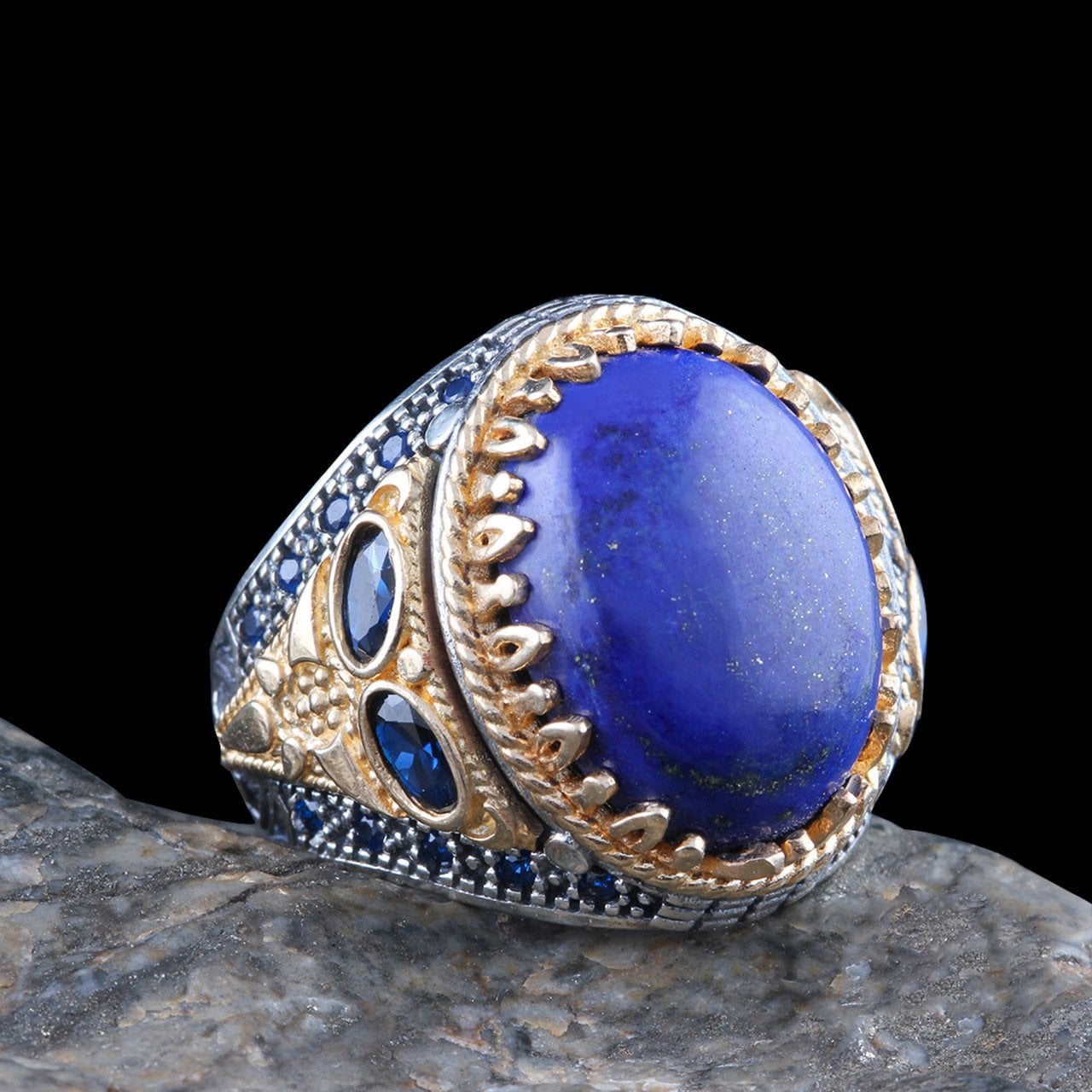 Lapis Lazuli Erkek Gümüş Yüzük — görsel 2