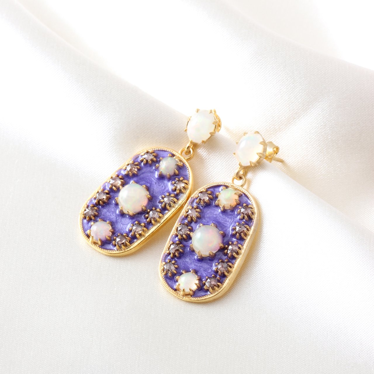Opal Doğaltaşlı Elmas Mineli Gümüş Set — görsel 3