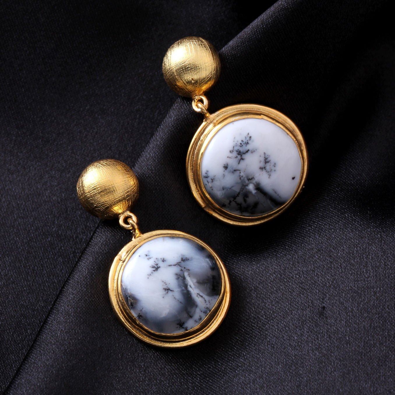 Dendrit Opal Doğaltaşlı Gümüş Küpe — görsel 4
