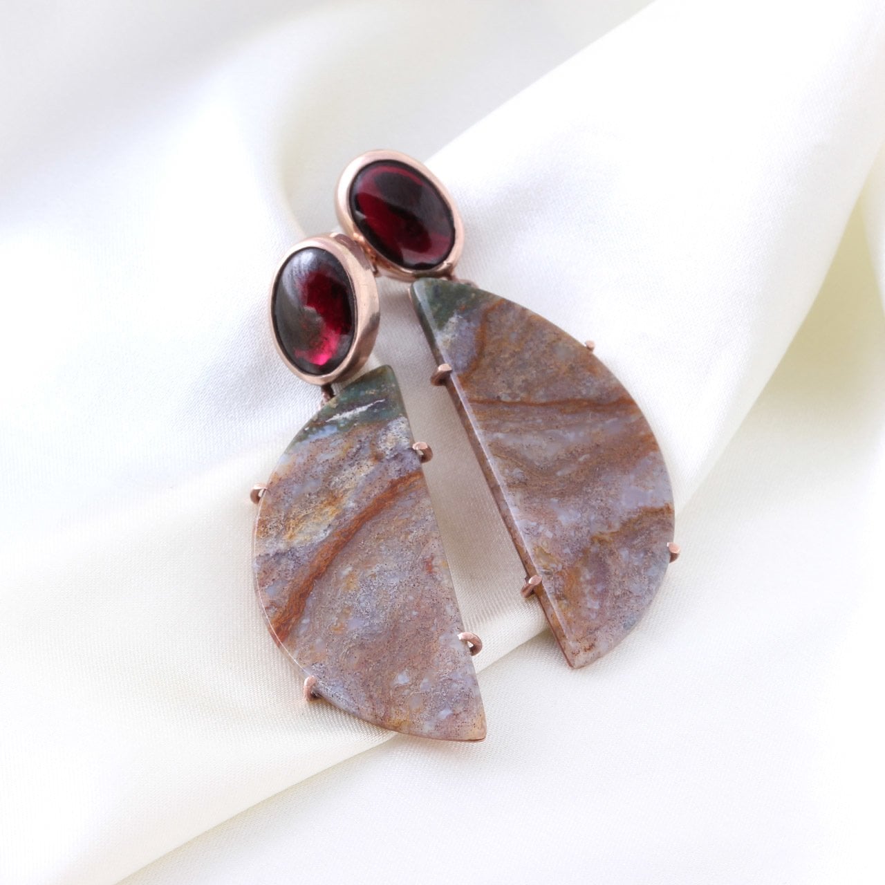 Garnet & Akik Doğaltaş Küpe — görsel 4