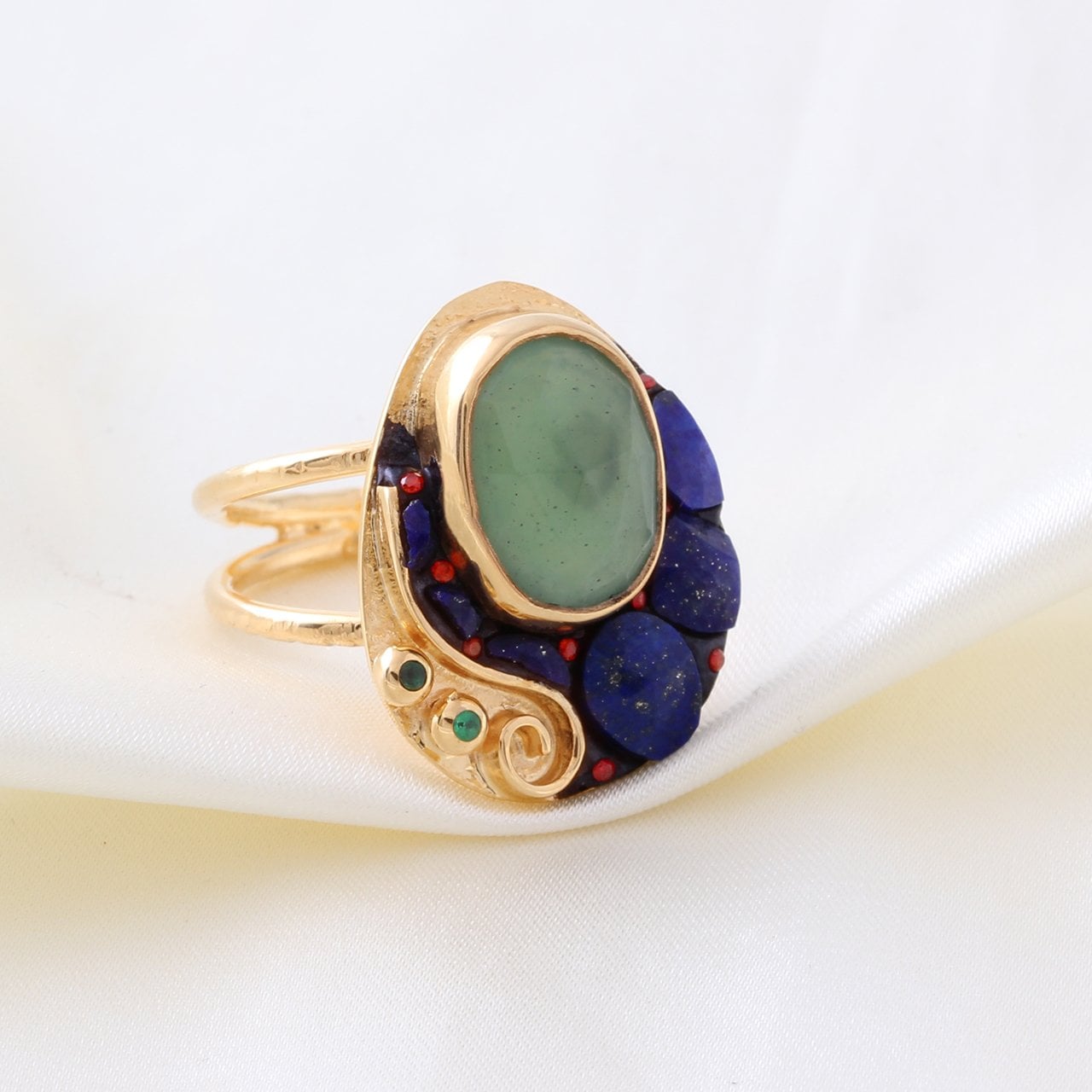Lapis Lazuli ve Serpantin Yüzük — görsel 2