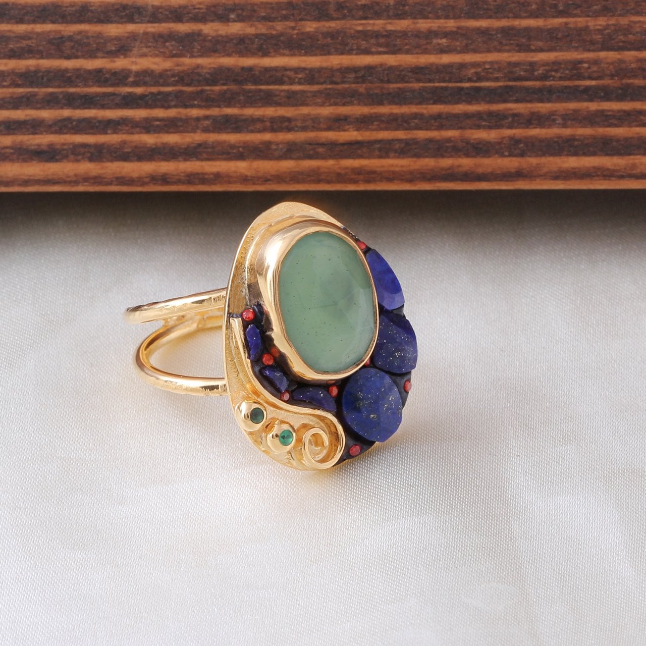 Lapis Lazuli ve Serpantin Yüzük — görsel 3