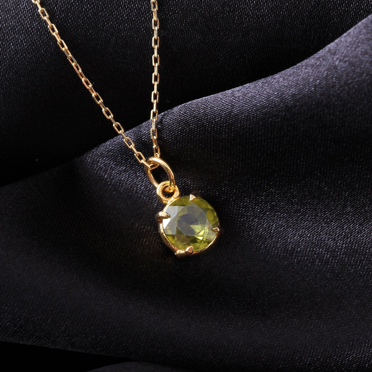 Zebercet (Peridot) Prong Gümüş Kolye — görsel 4