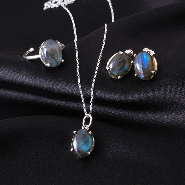 Labradorit Gümüş Set — görsel 2