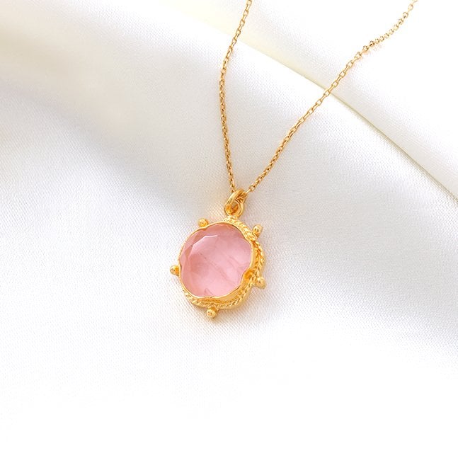 Pembe Kuvars Della Serisi Kolye — görsel 4