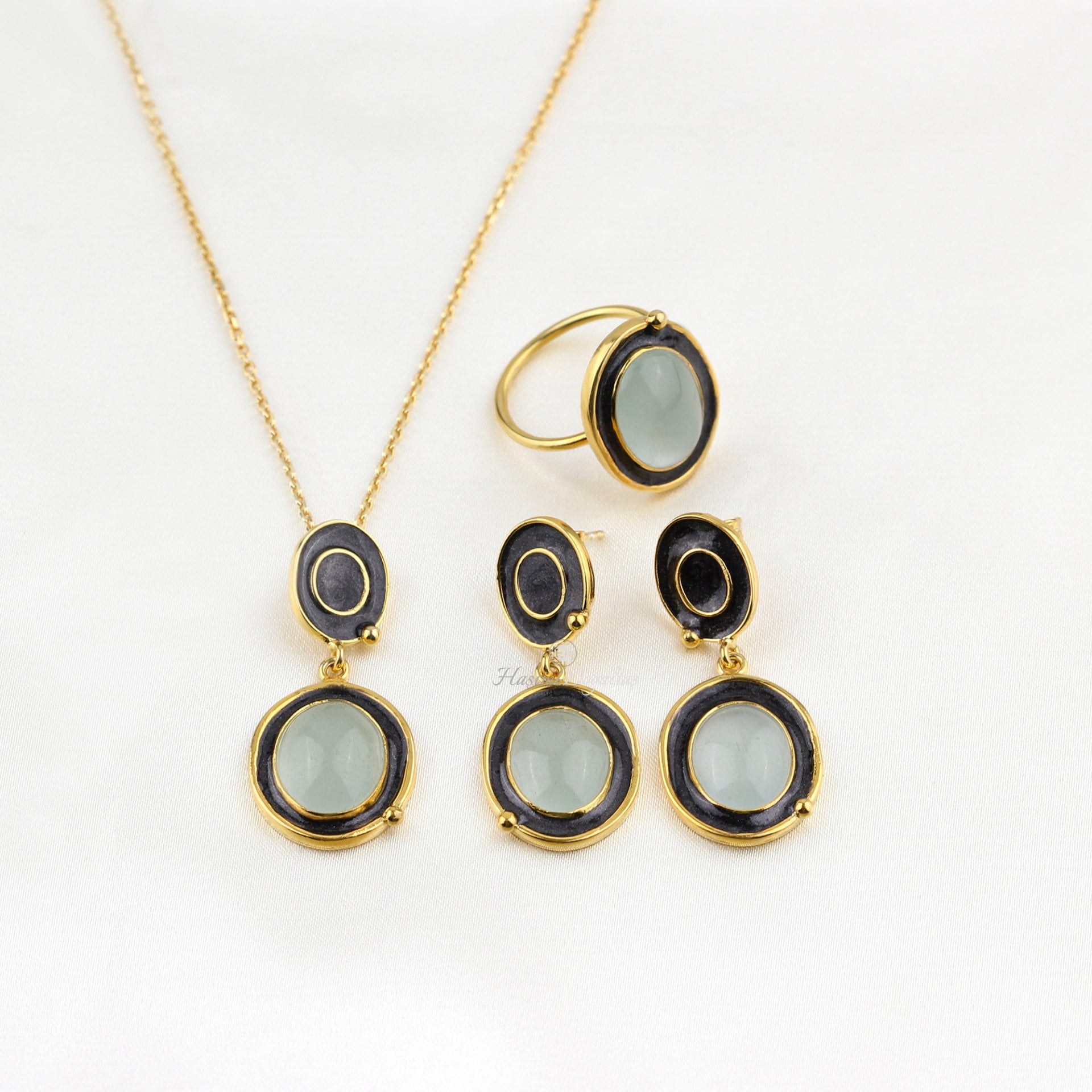 Akuamarin Mineli Gümüş Set — görsel 3
