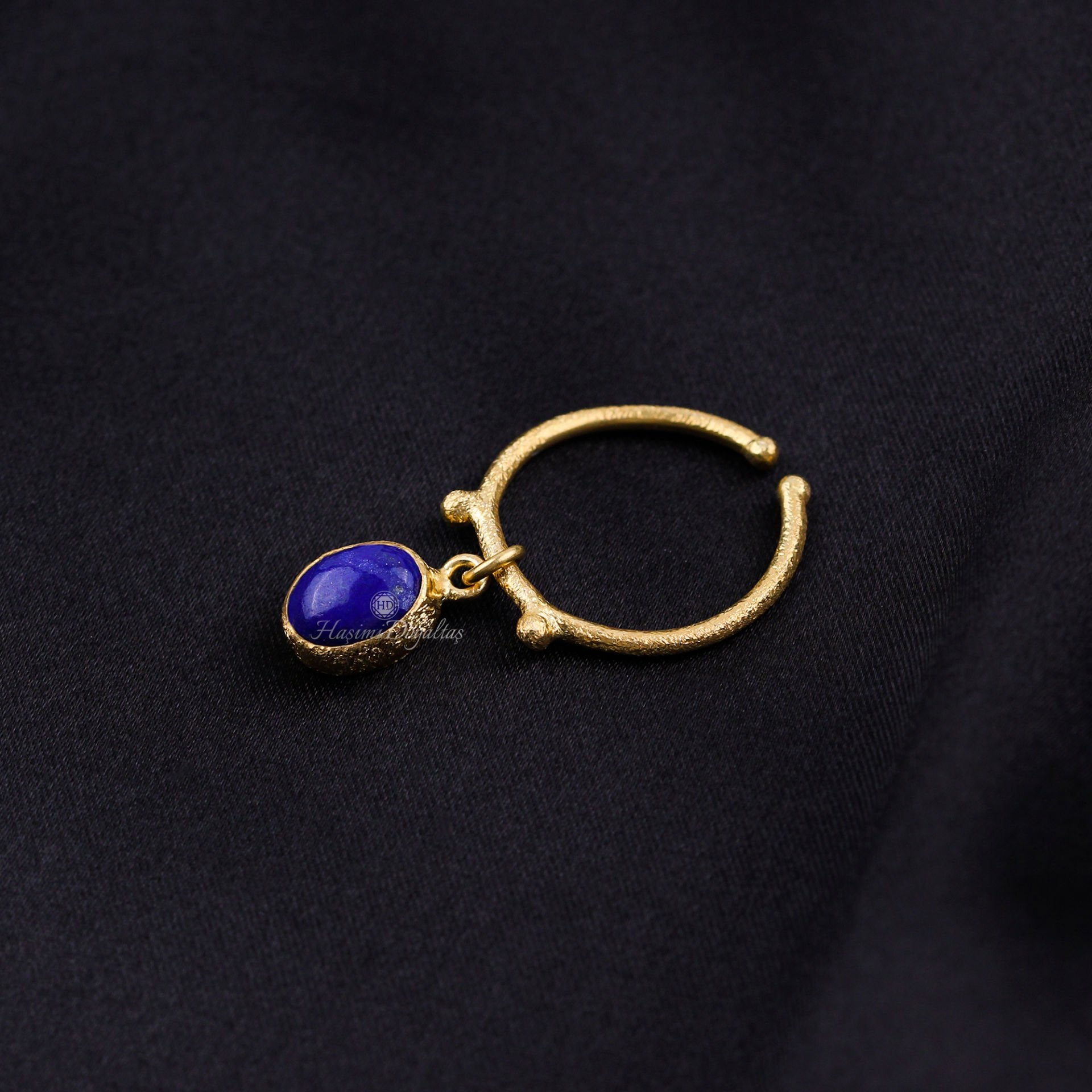 Lapis Lazuli Sallantılı Gümüş Yüzük — görsel 6