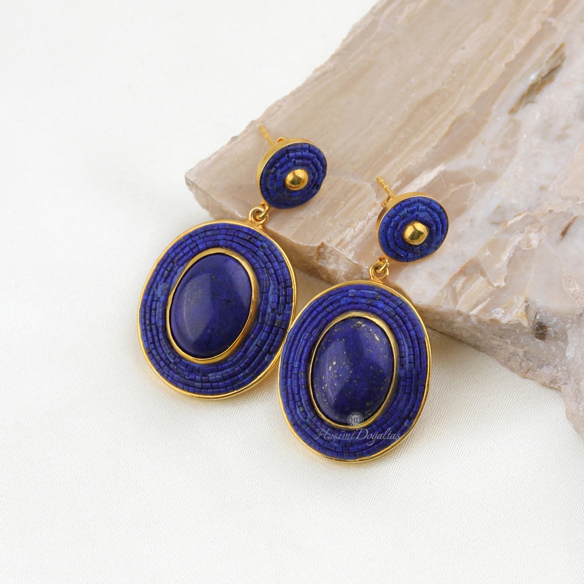 Lapis Lazuli Gümüş Küpe — görsel 4