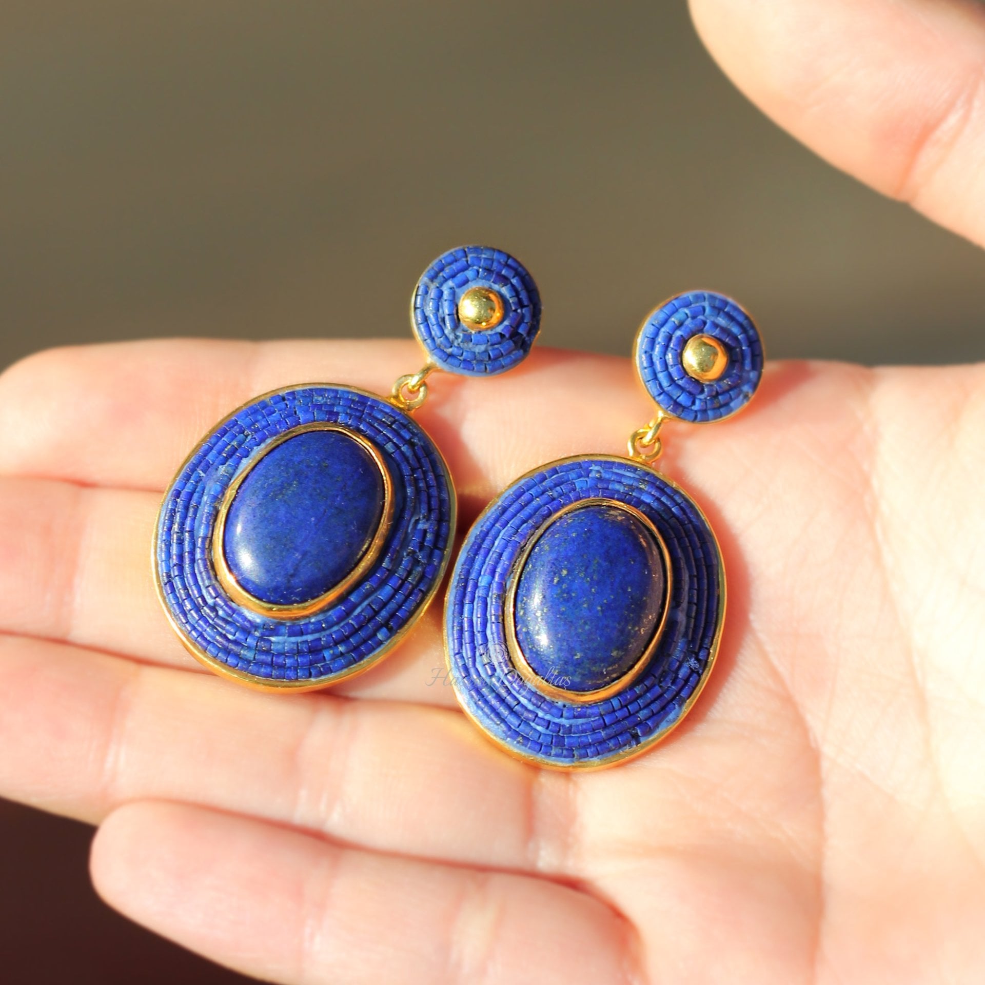 Lapis Lazuli Gümüş Küpe — görsel 2