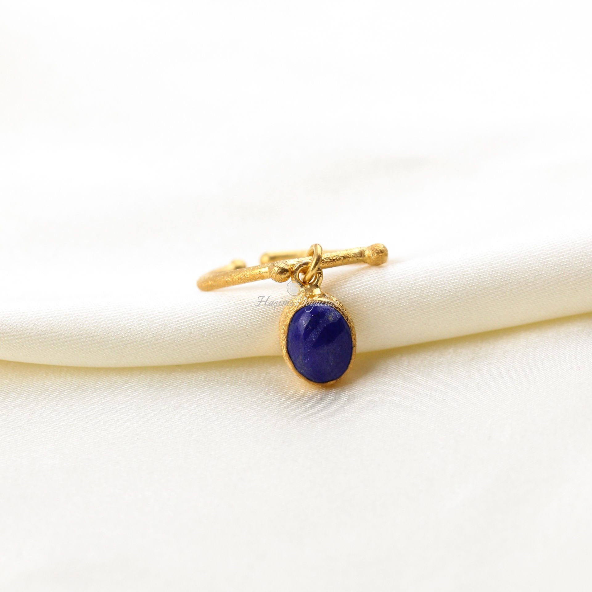 Lapis Lazuli Sallantılı Gümüş Yüzük — görsel 5