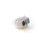 Firuze, Garnet ve Peridot Doğaltaşlı Erkek Gümüş Yüzük