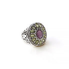 Peridot & Yakut Gümüş Erkek Yüzük