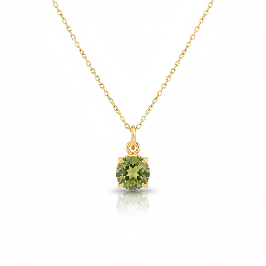 Zebercet (Peridot) Prong Gümüş Kolye