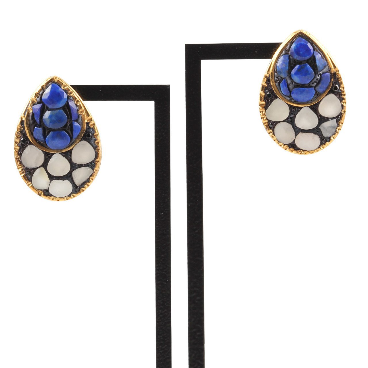 Lapis Lazuli & Ay Taşı Küpe — Aytaşı doğal taş — görsel 4