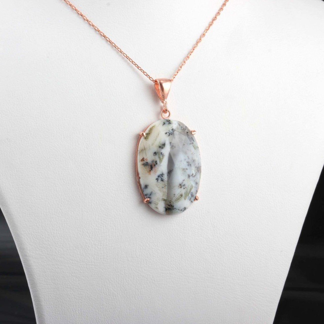 Dendrit Opal Doğal Taşlı Gümüş Kolye — görsel 3