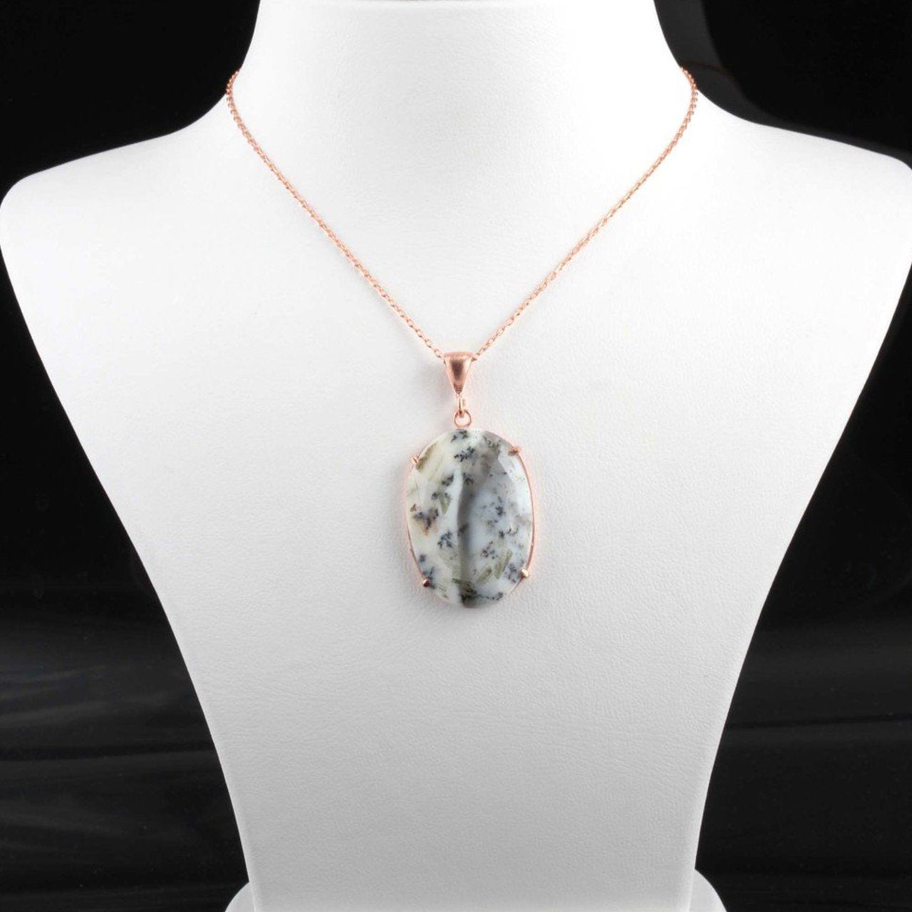 Dendrit Opal Doğal Taşlı Gümüş Kolye — görsel 2