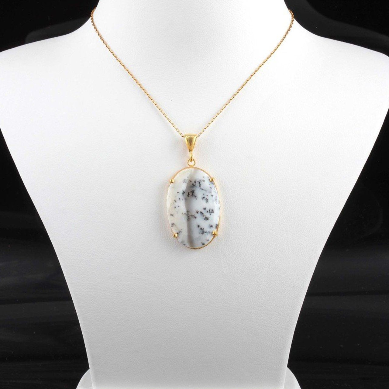 Dendrit Opal Doğal Taşlı Gümüş Kolye — görsel 2