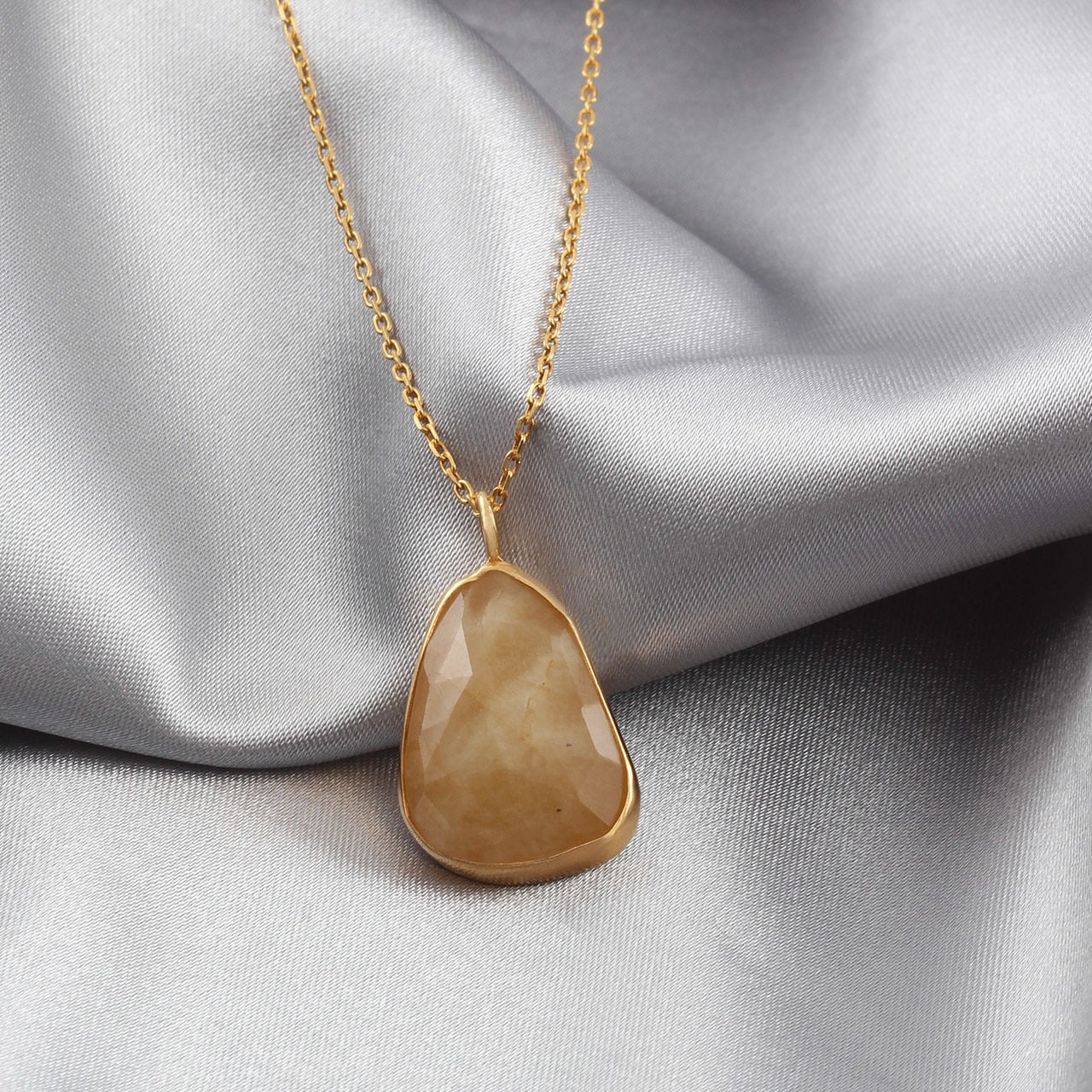 Sarı Safir Gümüş Kolye — görsel 4
