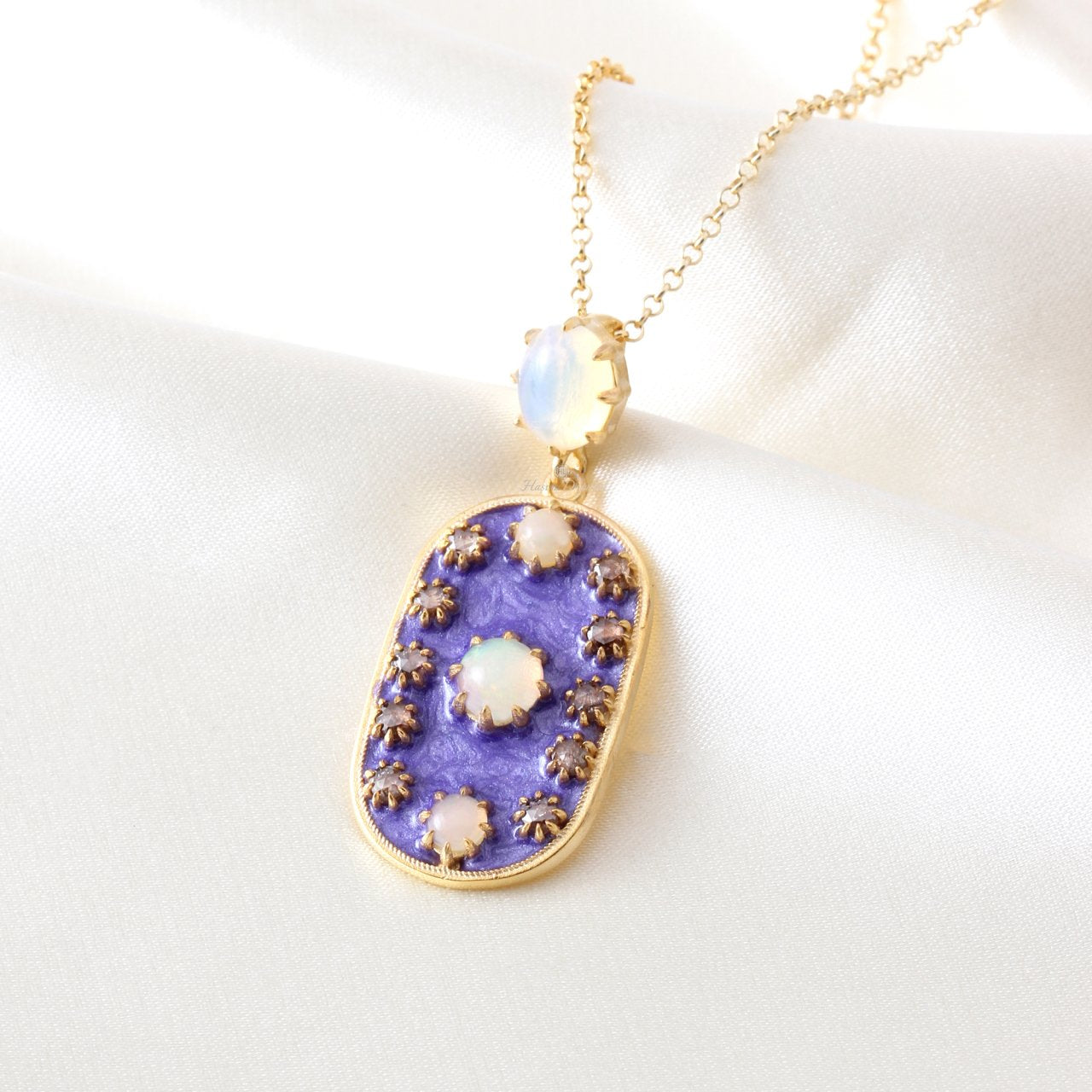 Opal Doğaltaşlı Elmas Mineli Gümüş Set — görsel 2