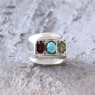 Firuze, Garnet ve Peridot Doğaltaşlı Erkek Gümüş Yüzük — görsel 2