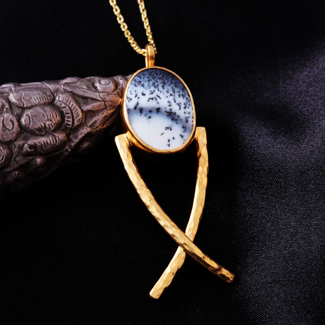 Dendrit Opal Balık Motifli Kolye — görsel 2