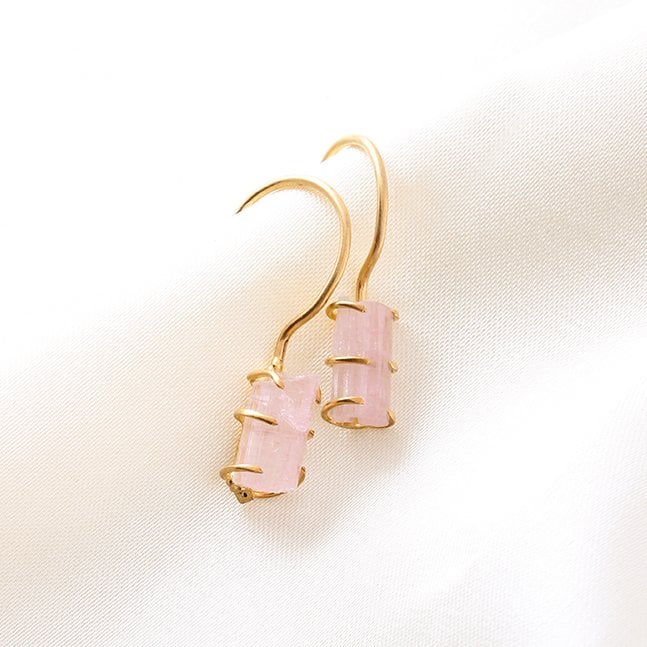 Pembe Turmalin Gümüş Küpe — görsel 2