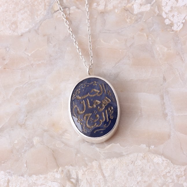 Safir Doğaltaş Gümüş Kolye — görsel 3