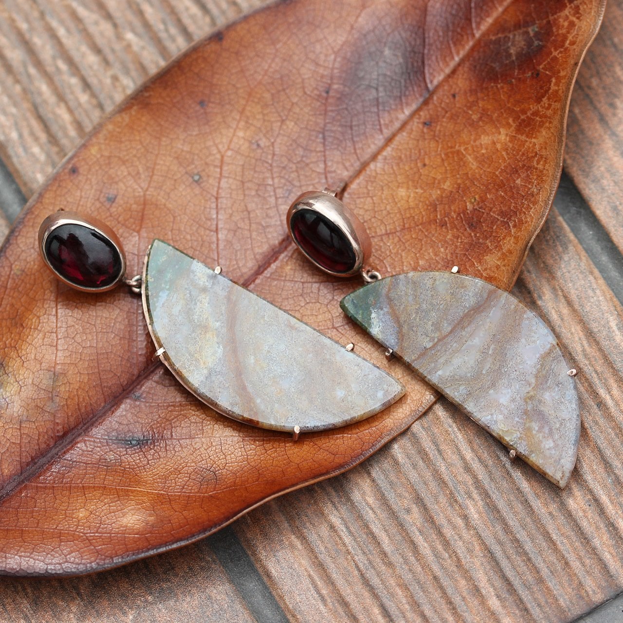 Garnet & Akik Doğaltaş Küpe — görsel 3