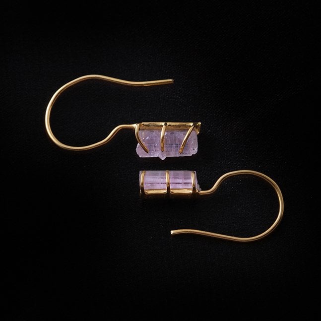 Pembe Turmalin Gümüş Küpe — görsel 5