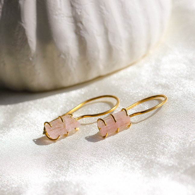 Pembe Turmalin Gümüş Küpe — görsel 3