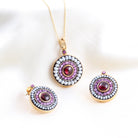 Hassonit & İnci İkili Set — Garnet doğal taş — görsel 4