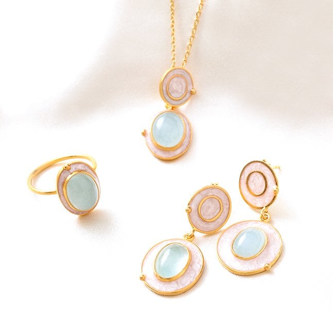 Akuamarin Doğaltaş Mineli Gümüş Set — görsel 4