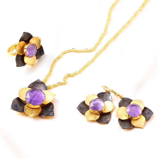 Ametist Flora Serisi Gümüş Set — görsel 4