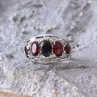 Safir & Garnet Erkek Gümüş Yüzük — görsel 2
